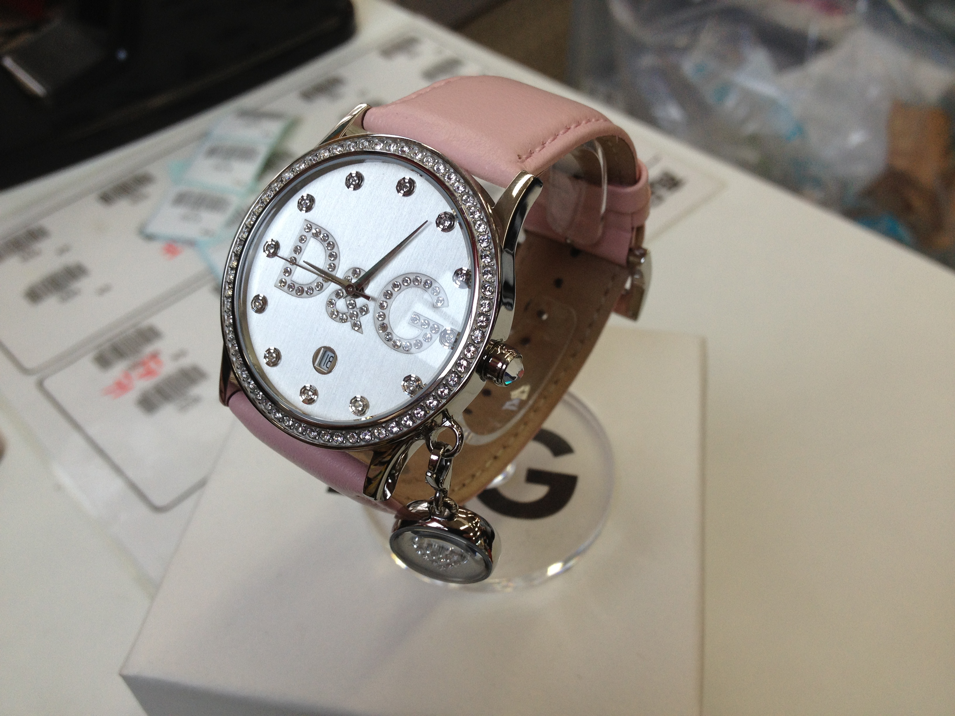 D＆G TIME GLORIA/グロリアレザーベルトピンク レディースウォッチ買取 