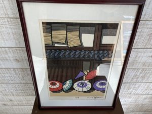 西嶋勝之　雨晴　木版画　サインあり