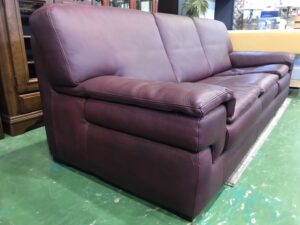 イタリア製｜3人掛ソファ｜総本革｜ワインレッド買取致しました｜愛品  