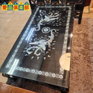 螺鈿細工 漆塗り仕上げ 鳳鳳柄 座卓 (天板ガラス付) 入荷！愛品倶楽部  