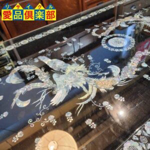 螺鈿細工 漆塗り仕上げ 鳳鳳柄 座卓 (天板ガラス付) 入荷！愛品倶楽部  