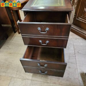 英国クラシック 2段ファイリングキャビネット 天板レザー加工 (鍵欠品)1