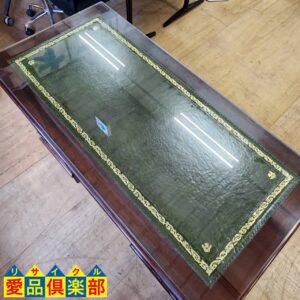 英国クラシック 両袖プレジデントデスク 天板レザー加工 (鍵1本付 