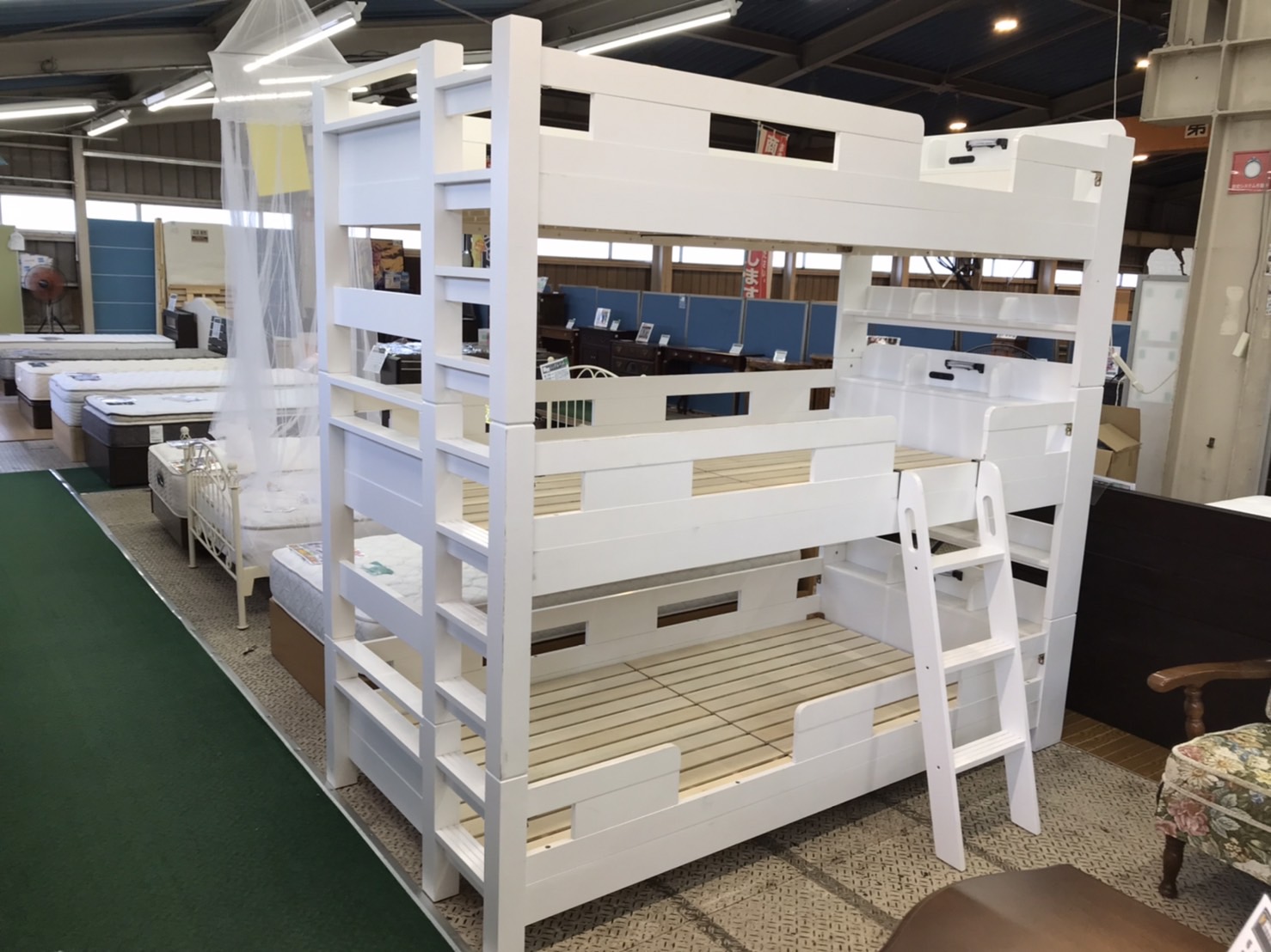 愛品館八千代店】3段ベッド 白