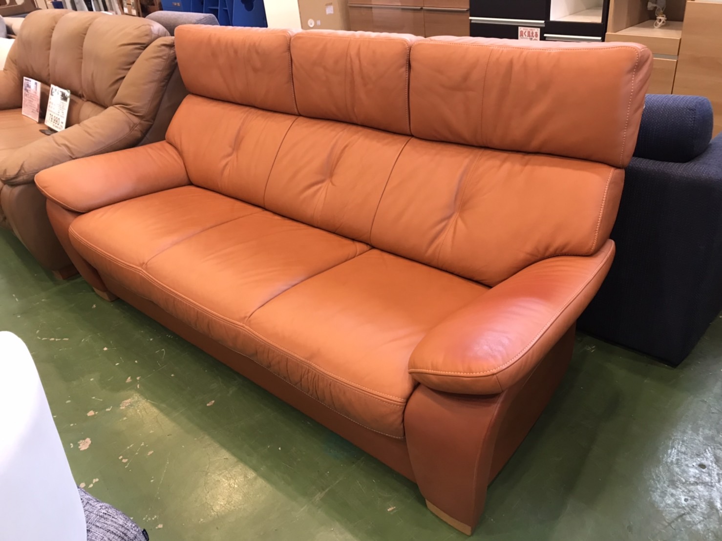 愛品館八千代店】カリモク 本革3人掛ソファ ZT7303WS