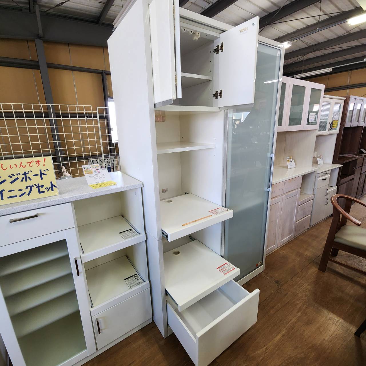 愛品倶楽部柏店】 モリタインテリア UNIK レンジ166キッチンボード