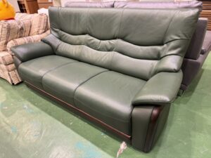 愛品館八千代店】レザーワールド 総本革 3人掛ソファ BR