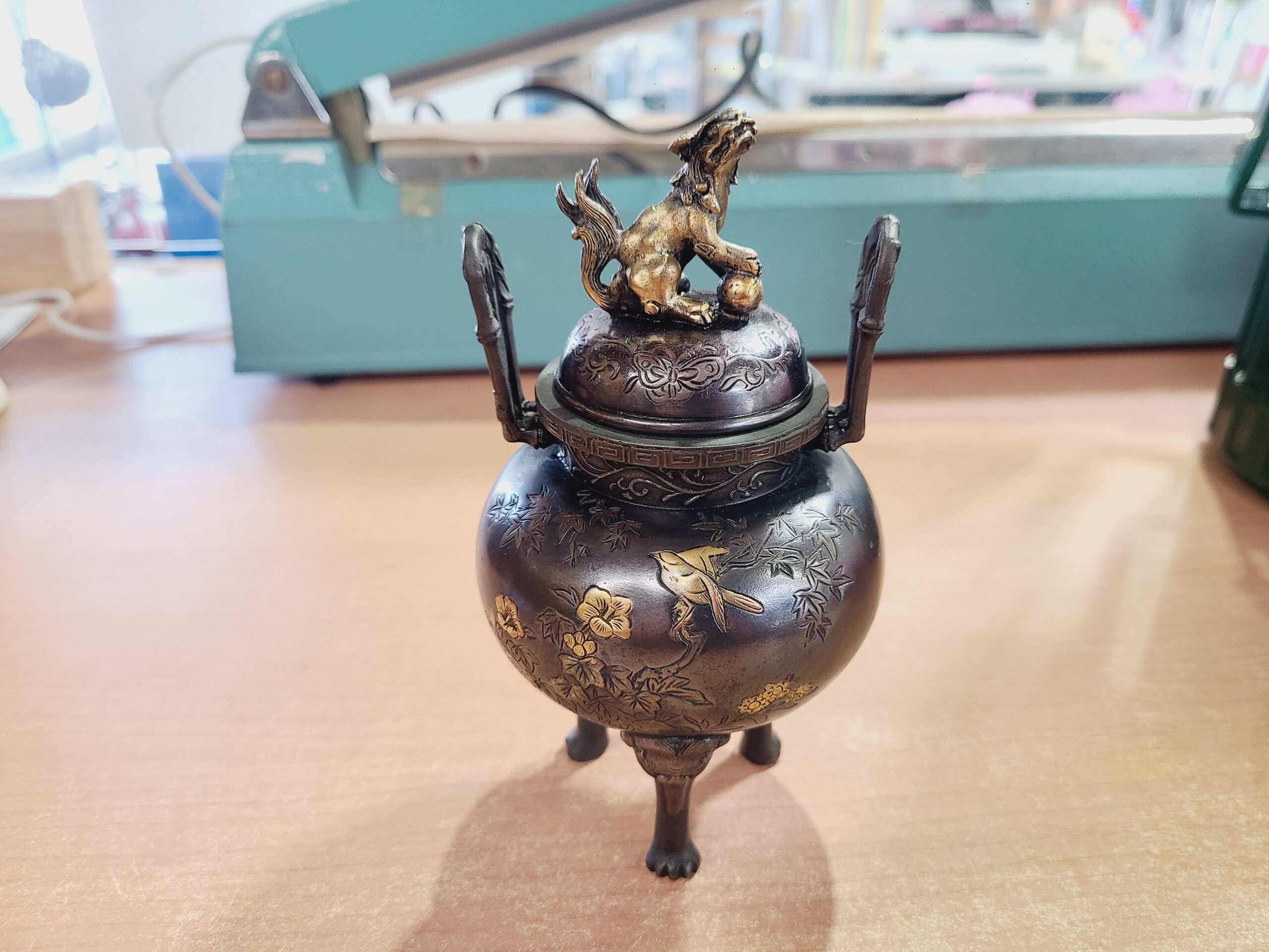 香炉・香立て□ 香炉 花籠 □蝋型青銅(ブロンズ)製 桐箱入り【高岡銅器 