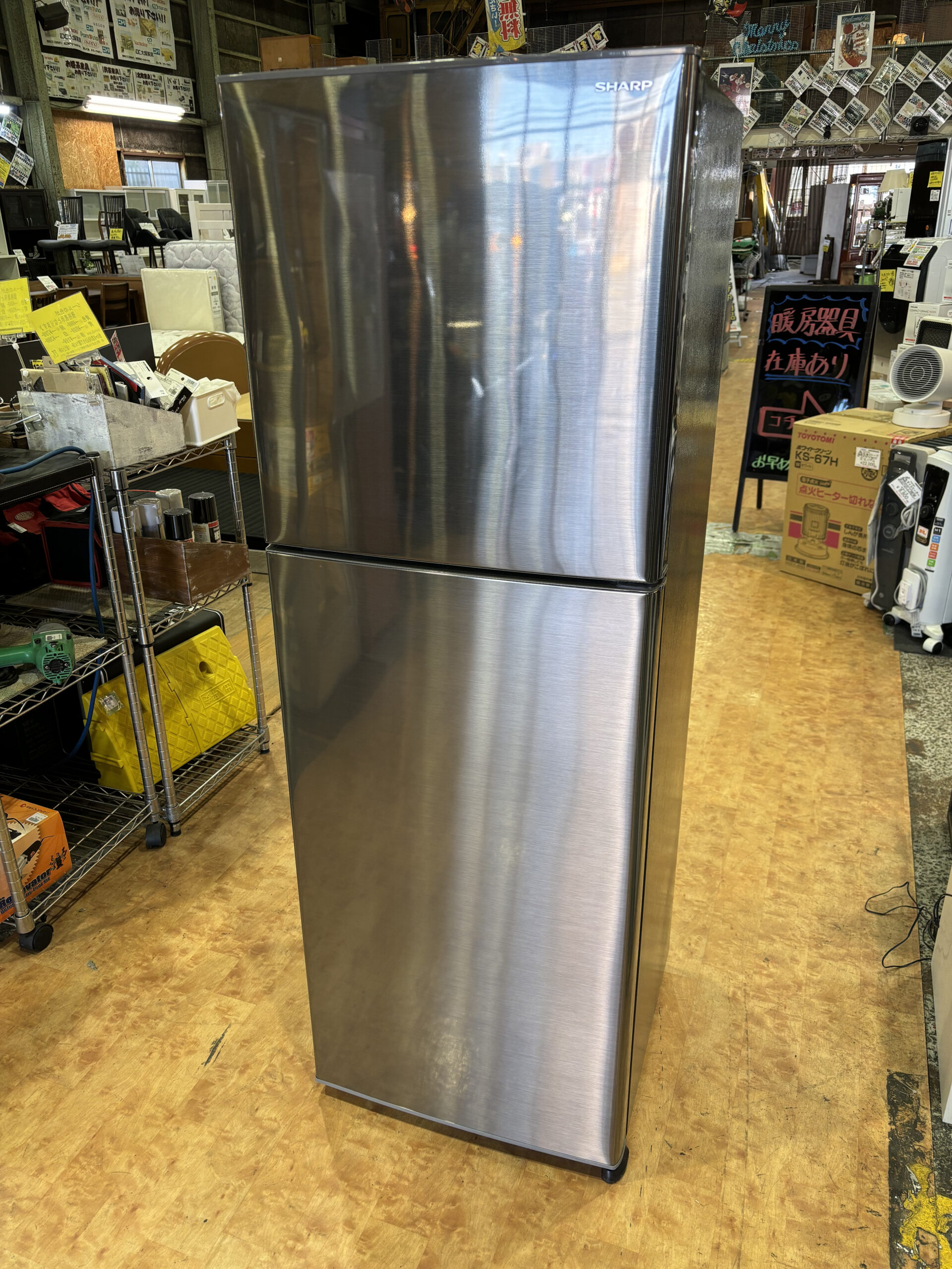 中古 店舗近郊送料格安 シャープ 225L 2ドア冷蔵庫 SJ-D23D-S シルバー 