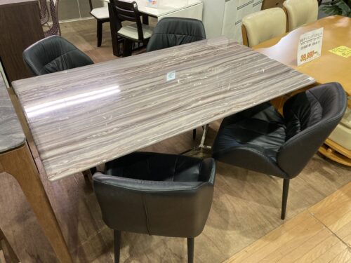 愛品館 市原店】バレンシア 大理石ダイニング5点セット