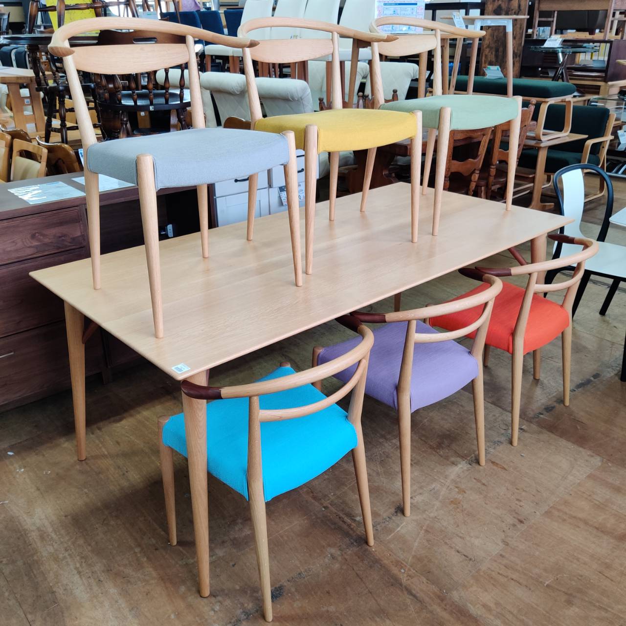 日進木工 ダイニング7点セット ホワイトウッド 販売中！ 愛品倶楽部柏  