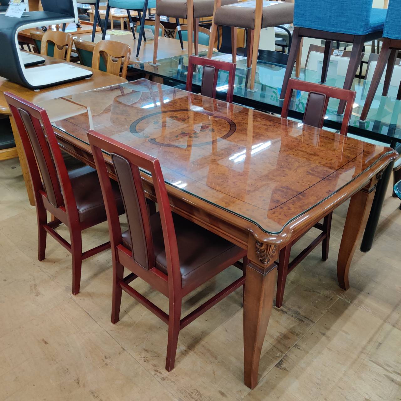 愛品倶楽部柏店】LAVAMAR社 天然石トップ重量級テーブル イタリア製  