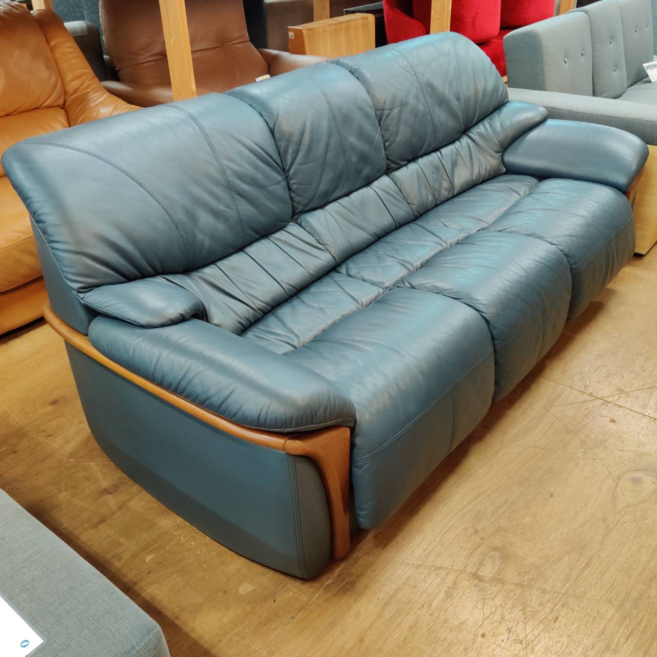本革3人掛けソファ ブルーグレー 販売中！ 愛品倶楽部柏店 リユース 