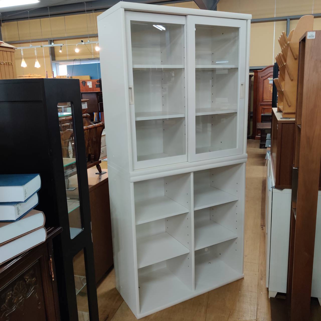 小島工芸 上段スライド扉 キャビネット OF-90引戸+オープン 販売中 