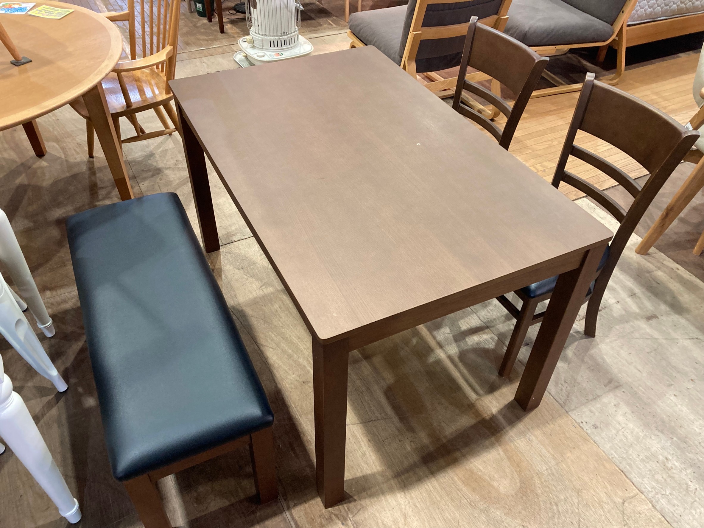 愛品館市原店】ベンチダイニング4点セット