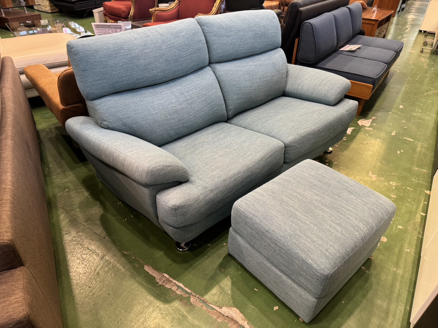 美品 ニトリ 布張りカウチソファ グレー ニトリ：グレーのファブリックカウチソファ ☆美品!☆ニトリ