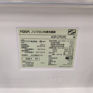 AQUA-アクア_2021年製_272L-3ドア-冷凍冷蔵庫_AQR-27K_143017981002-7