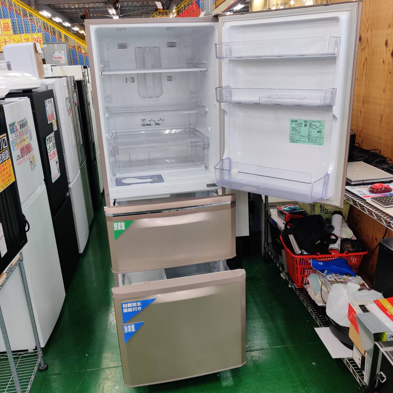 三菱 MITSUBISHI 2019年製 335L 3ドア 冷凍冷蔵庫 MR-C34D 右開き 販売 