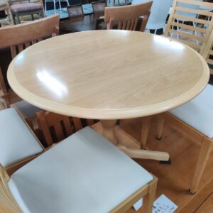 秋田木工_円卓ダイニング5点セット-ナラ材-天板塗装ワレ_152009713002-2