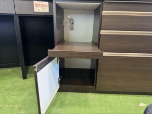 愛品館八千代店】松田家具 スライド扉キッチンボード 117DBR