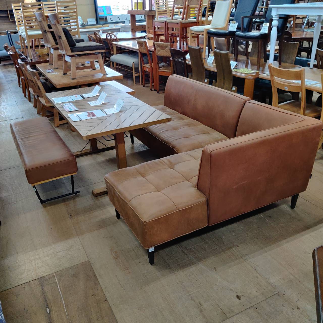 愛品倶楽部柏店】関家具 COMFORM 左カウチソファ ブラウン トリム 