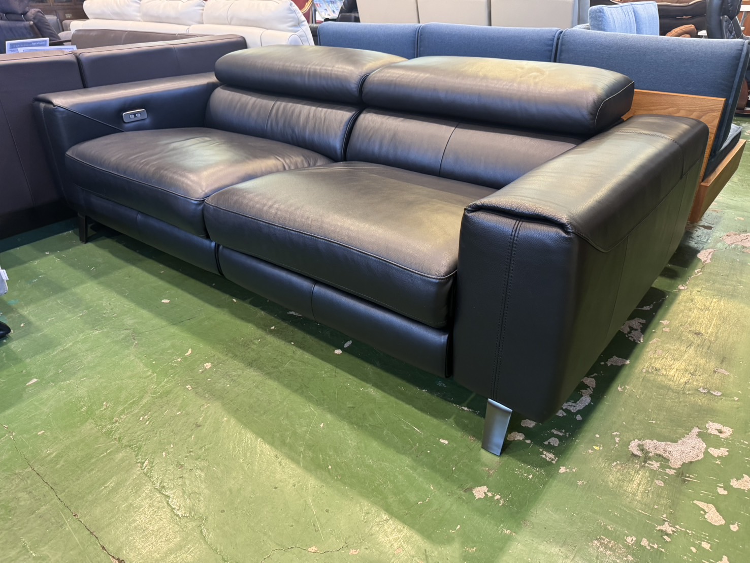 馬場家具｜INTERLIVAX｜2人掛総本革電動リクライニングソファ 