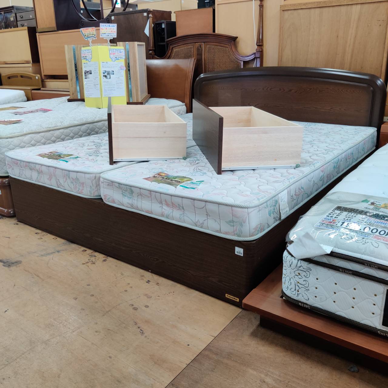 フランスベッド クイーンベッド 収納付き (引出し×2 / マルチラス 