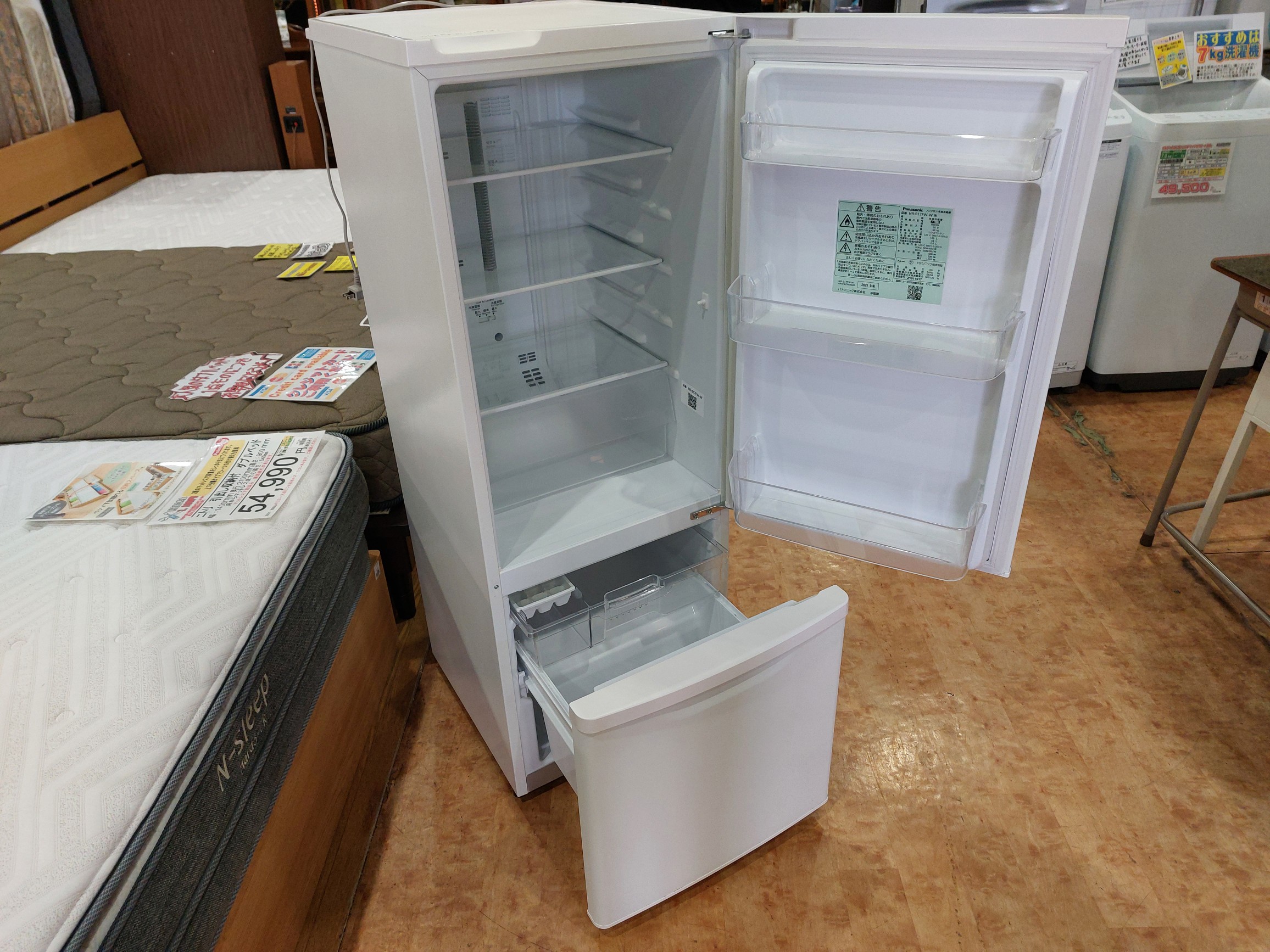 Panasonic中古冷蔵庫 168L 2022年製 形名NRーB17FWーW Panasonic 爆買 買い替え応援セール 中古 冷蔵庫 パナソニック