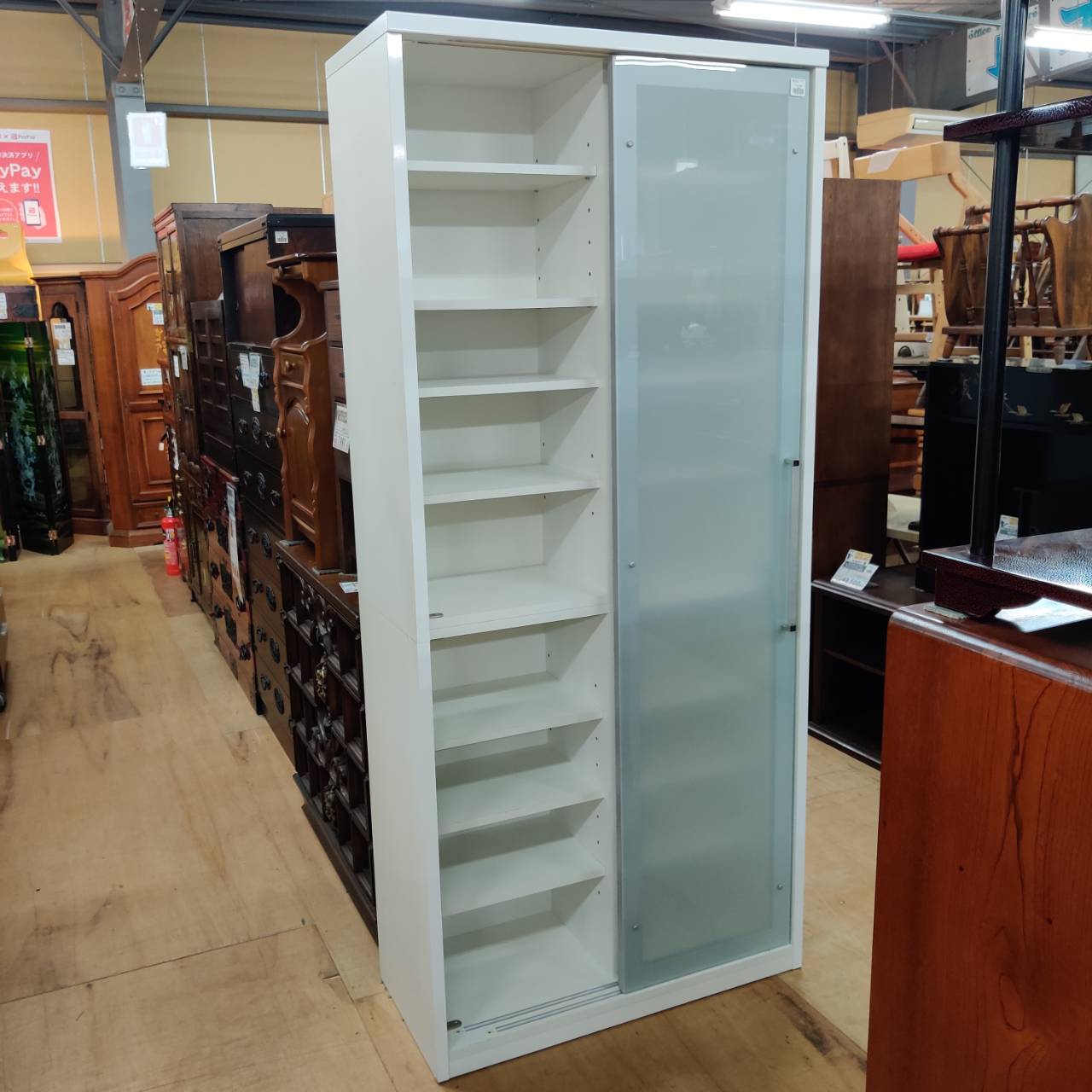 松田家具 大型収納ボード サブリナ スライドのガラス扉1枚欠品 販売中 