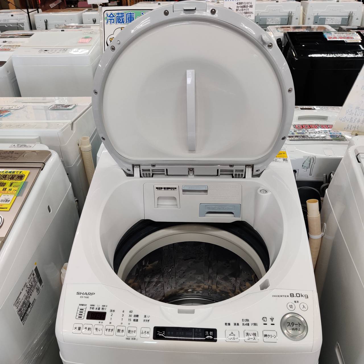 SHARP シャープ 2021年製 8.0kg 縦型洗濯乾燥機 ES-TX8E 乾燥4.5kg 