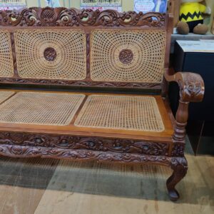 藤編み込み3人掛けソファ_アジアン風-木彫り_156020453002-3