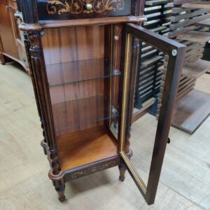 スリムガラスキャビネット-木象嵌細工-引出し付_155052210002-4