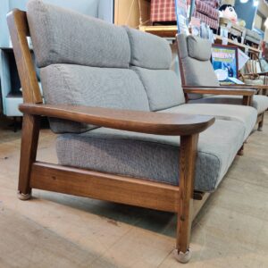 モリタインテリア（葉山ガーデン取扱品）-木製フレーム-アーム付き2人掛けソファ-極しゃもじシリーズ-165-リユース-柏-愛品倶楽部