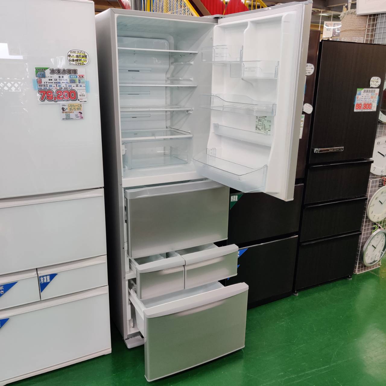 東芝 TOSHIBA 411L 19年製 5ドア冷凍冷蔵庫 GR-P41G うるおいラップ 