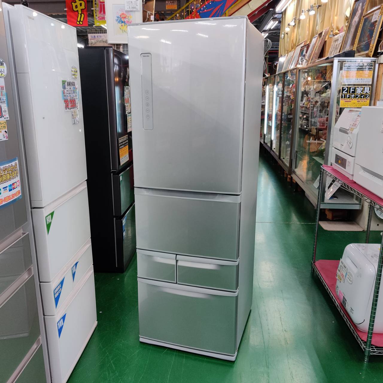 東芝 TOSHIBA 411L 19年製 5ドア冷凍冷蔵庫 GR-P41G うるおいラップ 