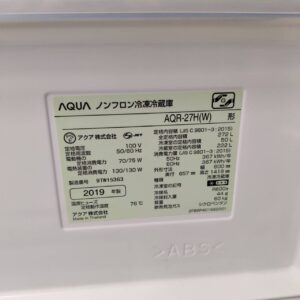 AQUA-アクア-3ドア冷凍冷蔵庫-AQR-27H-W-リユース-柏-愛品倶楽部