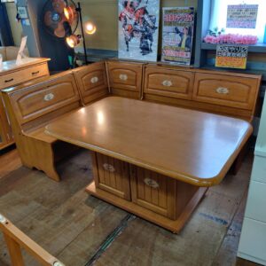 シギヤマ家具工業-コーナーダイニング4点セット-木製収納付コーナーベンチダイニング4点セット-リユース-柏-愛品倶楽部