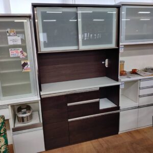 ニトリ-2枚スライド扉キッチンボード-アルミナ2-120KB-DBR-リユース-柏-愛品倶楽部