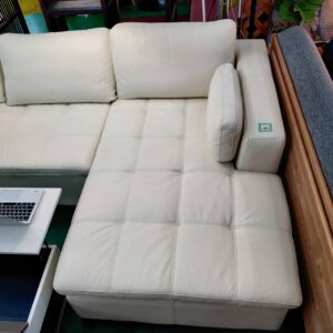 ニトリ-左カウチソファ-本革-一部合成皮革-ダブルライン3-リユース-柏-愛品倶楽部