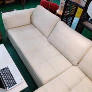 ニトリ-左カウチソファ-本革-一部合成皮革-ダブルライン3-リユース-柏-愛品倶楽部