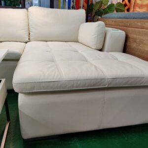 ニトリ-左カウチソファ-本革-一部合成皮革-ダブルライン3-リユース-柏-愛品倶楽部