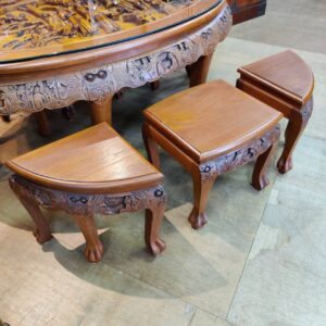 中国彫刻テーブル-7点セット-リユース-柏-愛品倶楽部