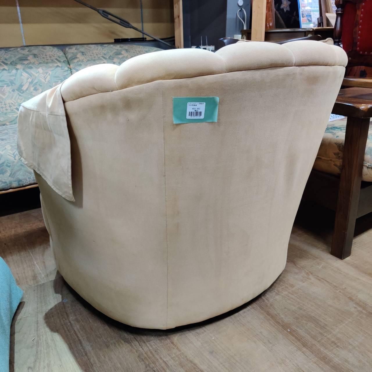 ETHAN ALLEN(イーセンアーレン) ファブリック回転式シェルバックチェア 