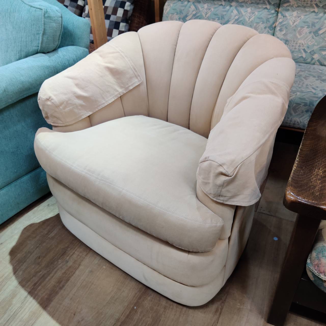 ETHAN ALLEN(イーセンアーレン) ファブリック回転式シェルバックチェア 
