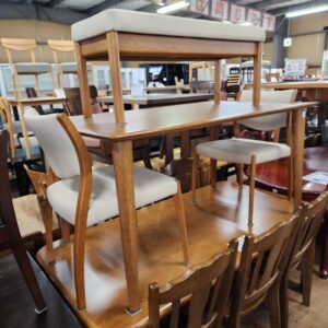 浜本工芸-HAMAMOTO-ベンチダイニング5点セット-リユース-柏-愛品倶楽部